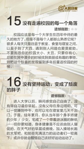 有圖有話|大學(xué)最遺憾的16件事，你中槍了嗎？